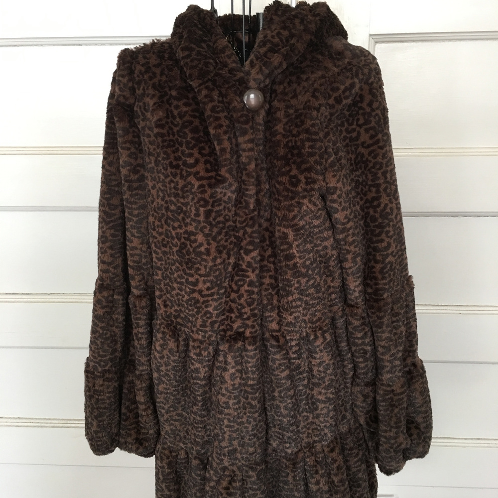 DENNIS BASSO FAUX SHEARED MINK COAT XS